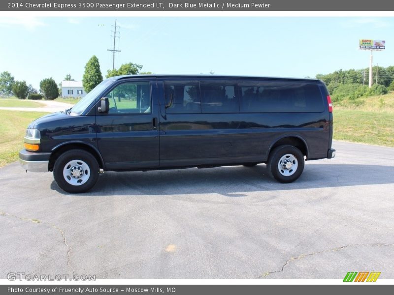 Dark Blue Metallic / Medium Pewter 2014 Chevrolet Express 3500 Passenger Extended LT