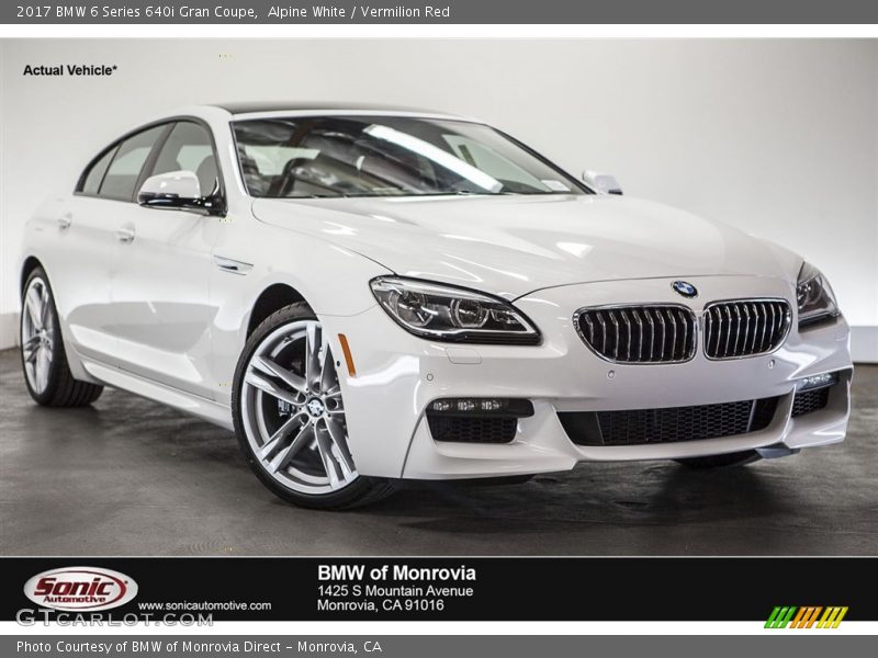 Alpine White / Vermilion Red 2017 BMW 6 Series 640i Gran Coupe