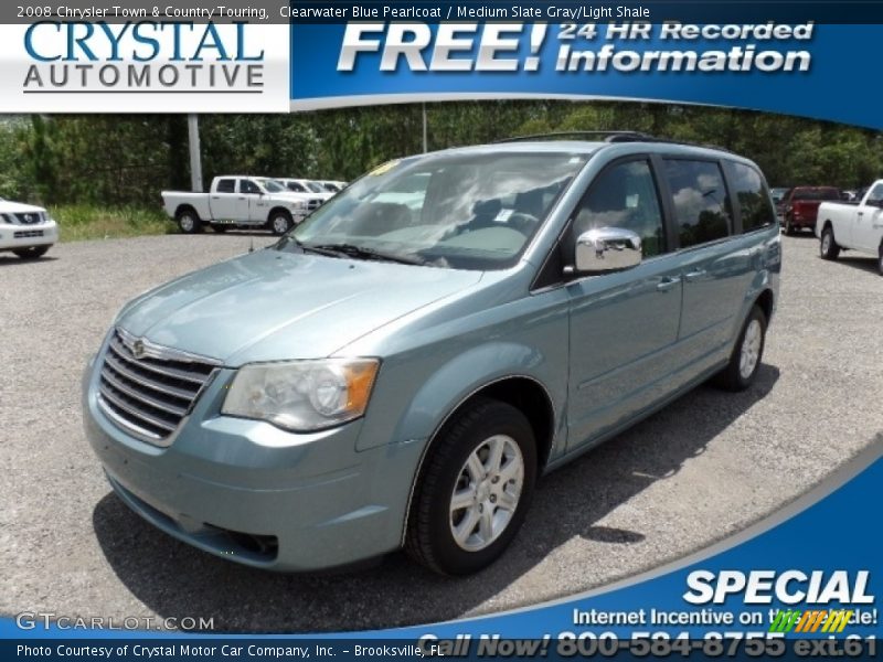 Clearwater Blue Pearlcoat / Medium Slate Gray/Light Shale 2008 Chrysler Town & Country Touring