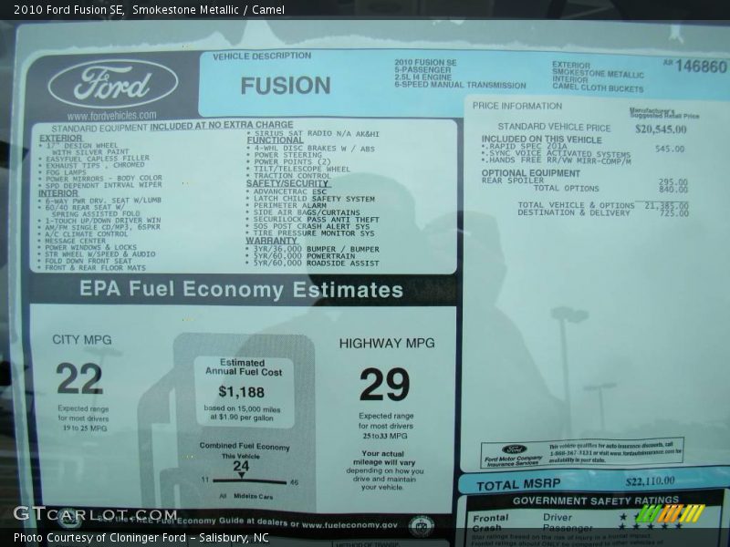 Smokestone Metallic / Camel 2010 Ford Fusion SE