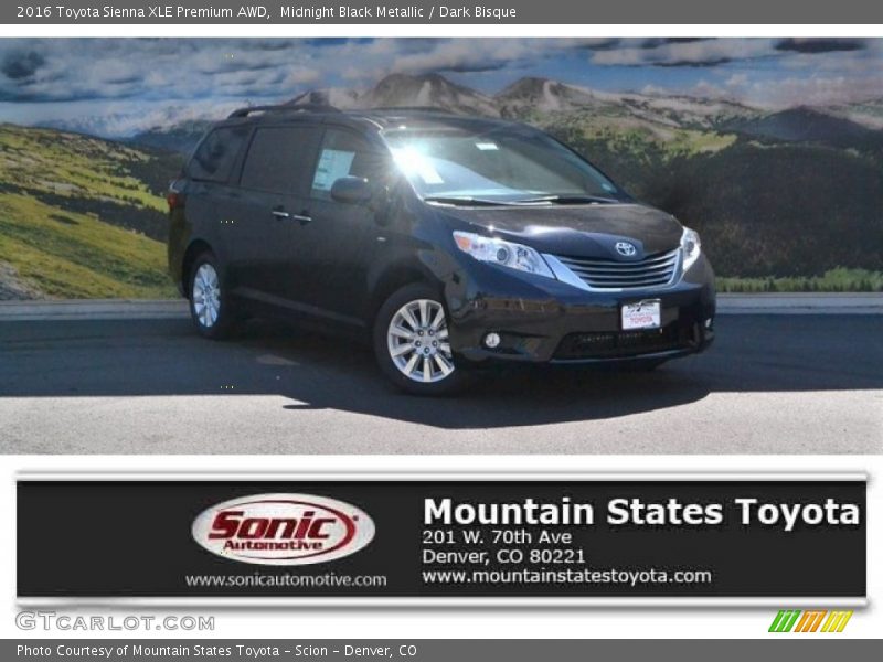 Midnight Black Metallic / Dark Bisque 2016 Toyota Sienna XLE Premium AWD