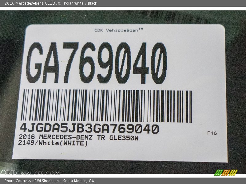 Polar White / Black 2016 Mercedes-Benz GLE 350