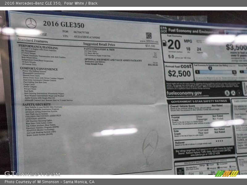 Polar White / Black 2016 Mercedes-Benz GLE 350
