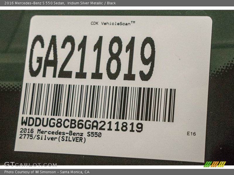 Iridium Silver Metallic / Black 2016 Mercedes-Benz S 550 Sedan