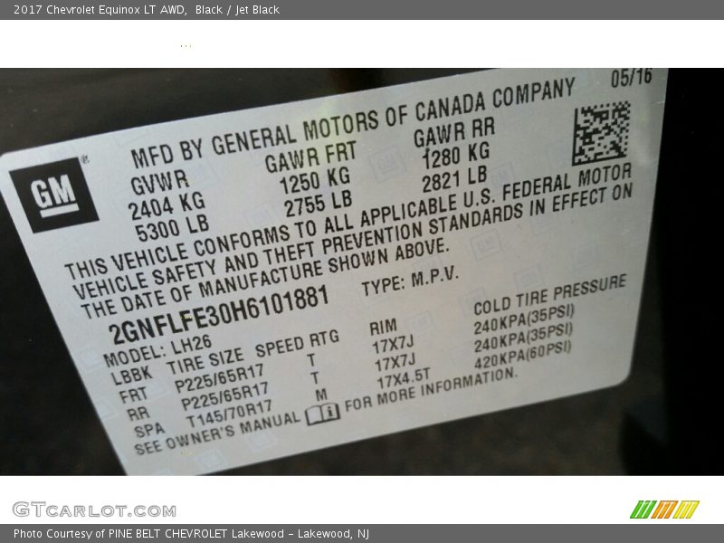 Black / Jet Black 2017 Chevrolet Equinox LT AWD
