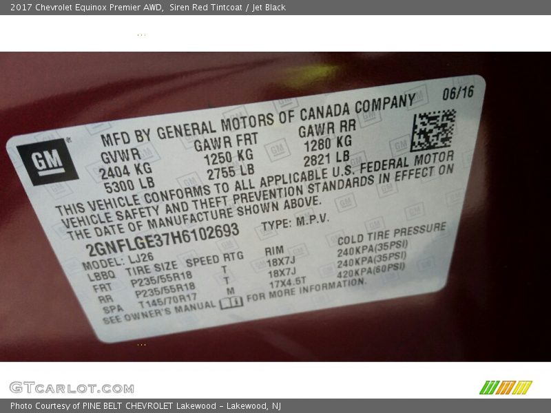 Siren Red Tintcoat / Jet Black 2017 Chevrolet Equinox Premier AWD