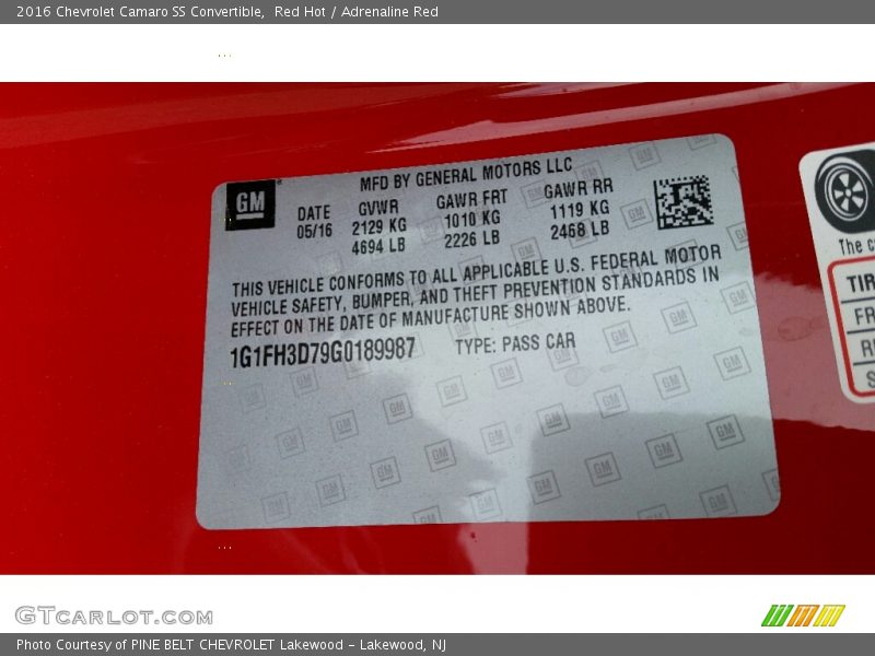 Red Hot / Adrenaline Red 2016 Chevrolet Camaro SS Convertible