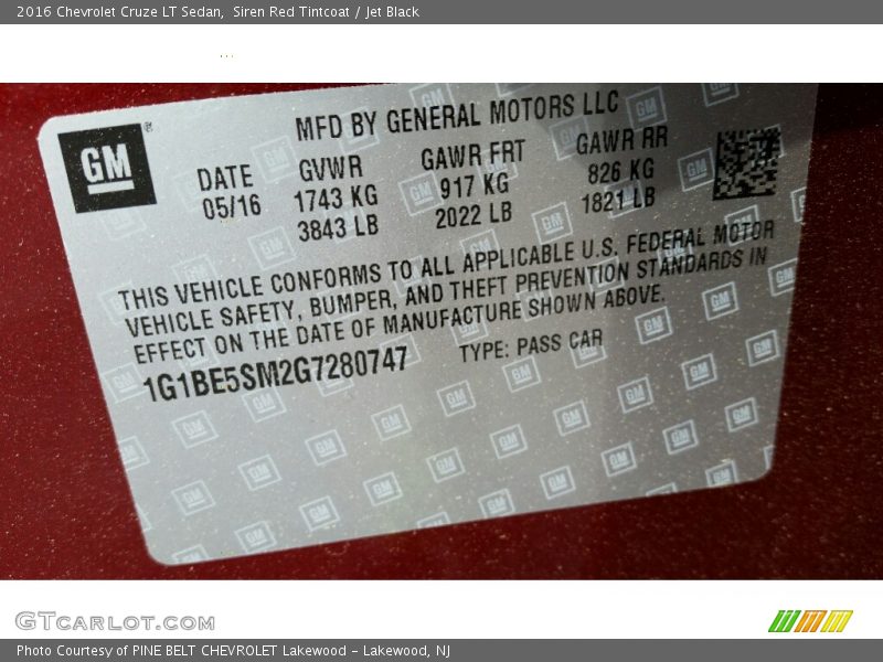 Siren Red Tintcoat / Jet Black 2016 Chevrolet Cruze LT Sedan