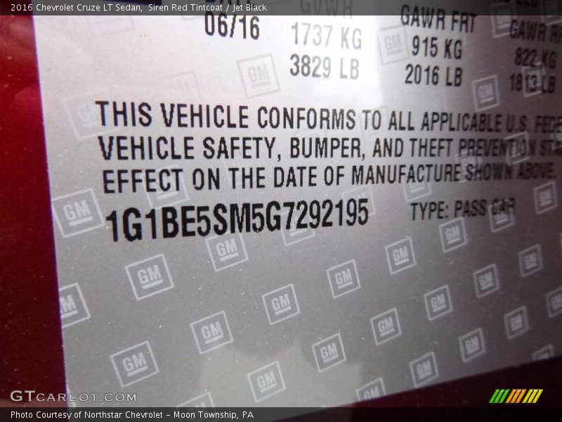 Siren Red Tintcoat / Jet Black 2016 Chevrolet Cruze LT Sedan