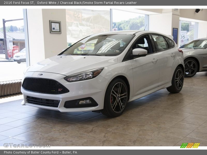 Oxford White / Charcoal Black/Smoke Storm Partial Recaro Leather 2016 Ford Focus ST