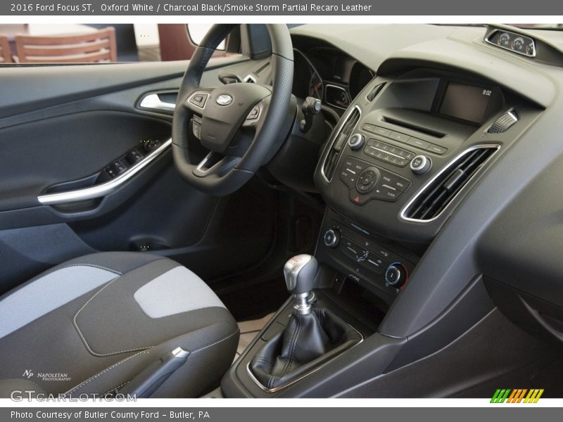Oxford White / Charcoal Black/Smoke Storm Partial Recaro Leather 2016 Ford Focus ST