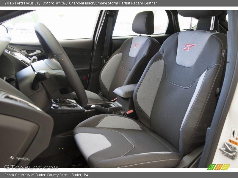 Oxford White / Charcoal Black/Smoke Storm Partial Recaro Leather 2016 Ford Focus ST