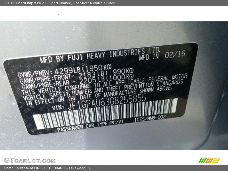 Ice Silver Metallic / Black 2016 Subaru Impreza 2.0i Sport Limited