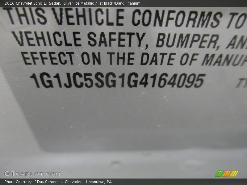 Silver Ice Metallic / Jet Black/Dark Titanium 2016 Chevrolet Sonic LT Sedan