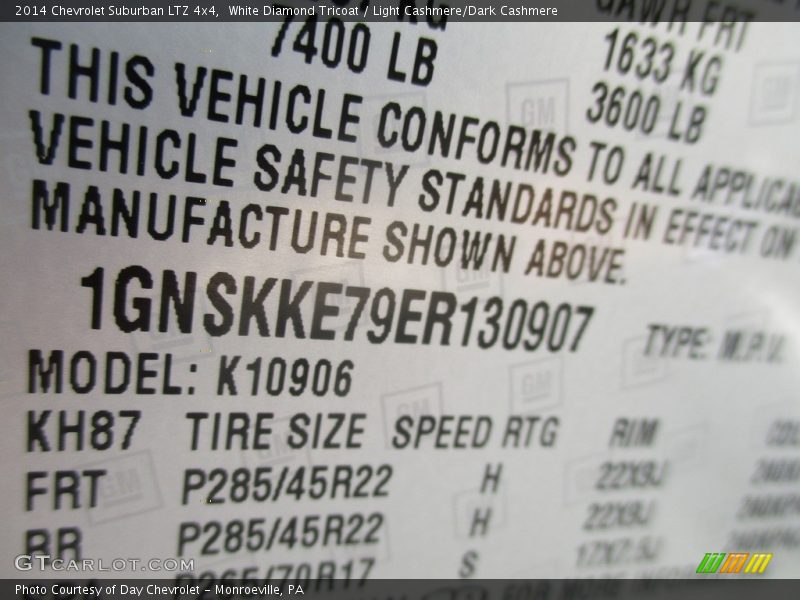 White Diamond Tricoat / Light Cashmere/Dark Cashmere 2014 Chevrolet Suburban LTZ 4x4