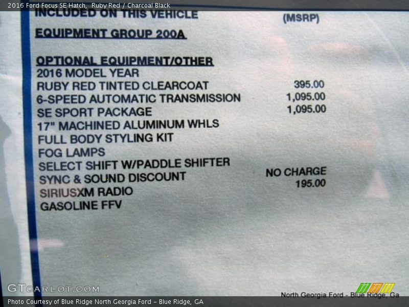 Ruby Red / Charcoal Black 2016 Ford Focus SE Hatch