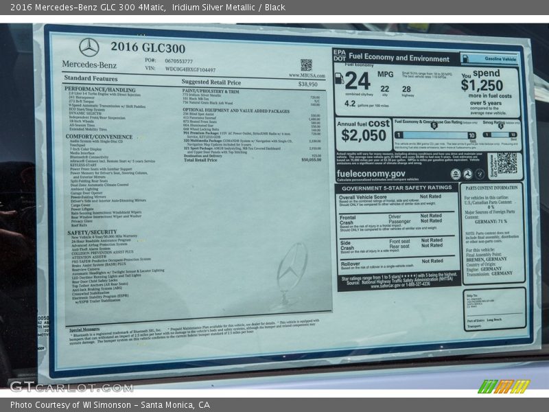 Iridium Silver Metallic / Black 2016 Mercedes-Benz GLC 300 4Matic