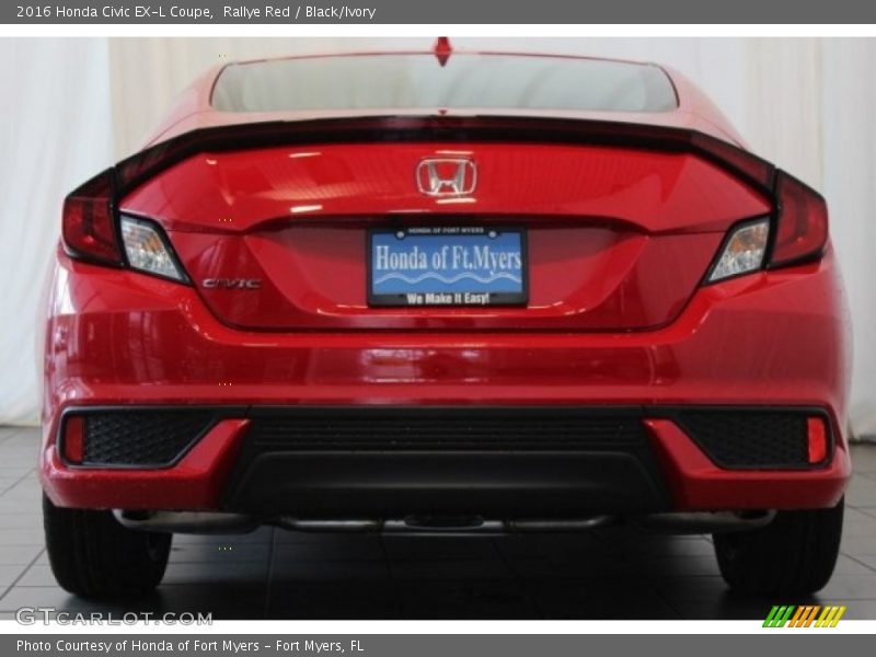 Rallye Red / Black/Ivory 2016 Honda Civic EX-L Coupe