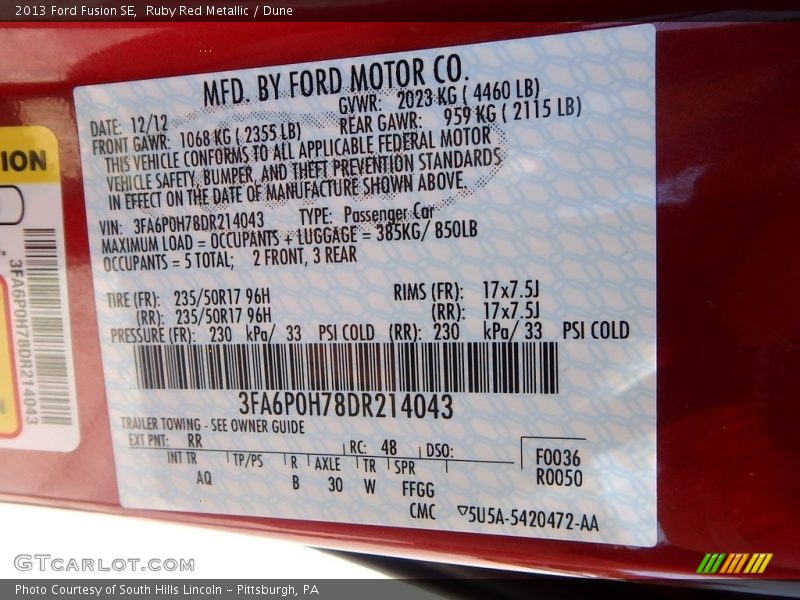 Ruby Red Metallic / Dune 2013 Ford Fusion SE