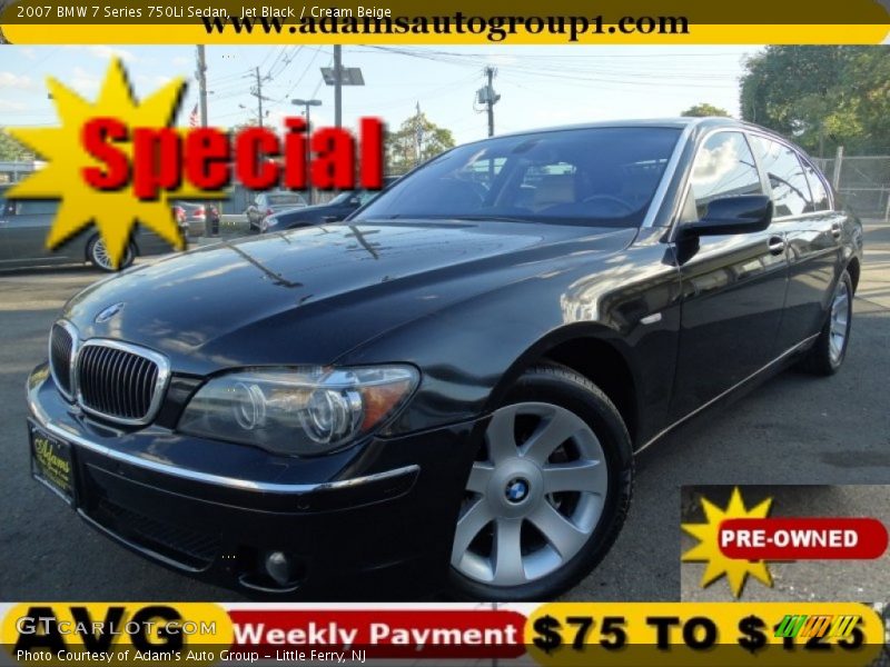 Jet Black / Cream Beige 2007 BMW 7 Series 750Li Sedan