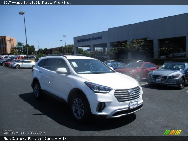 Monaco White / Black 2017 Hyundai Santa Fe SE