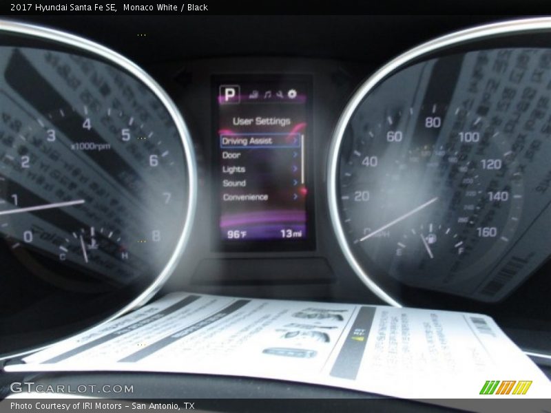 Monaco White / Black 2017 Hyundai Santa Fe SE