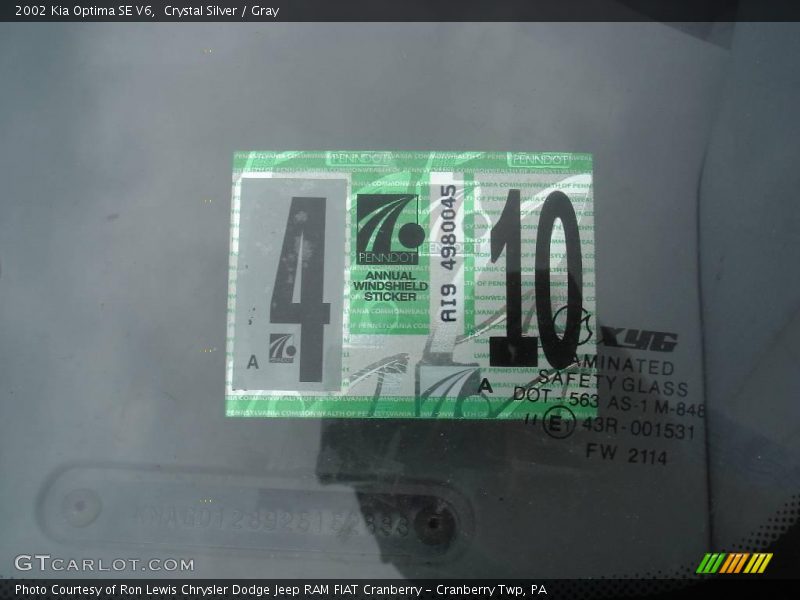 Crystal Silver / Gray 2002 Kia Optima SE V6