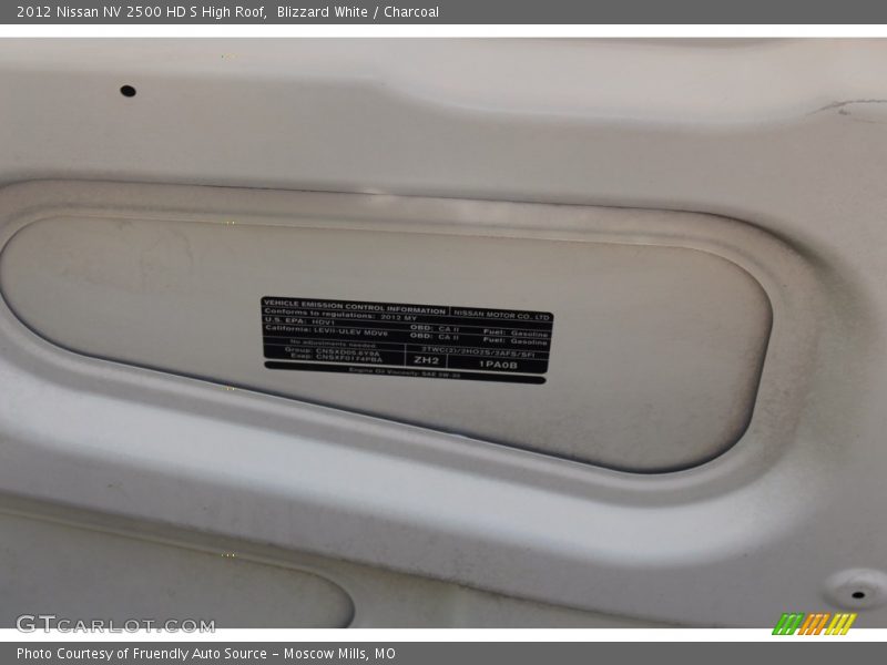 Blizzard White / Charcoal 2012 Nissan NV 2500 HD S High Roof