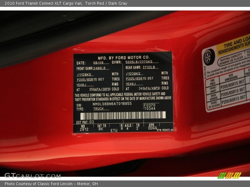 Torch Red / Dark Gray 2010 Ford Transit Connect XLT Cargo Van