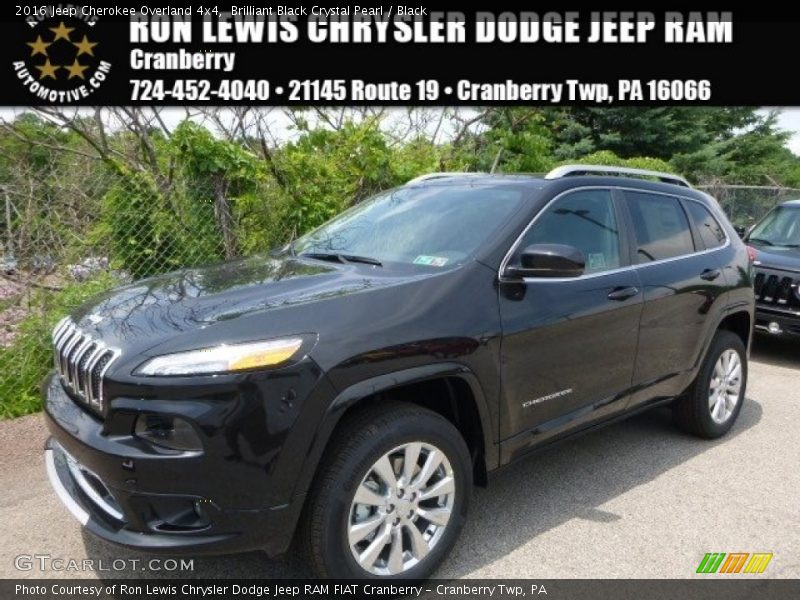 Brilliant Black Crystal Pearl / Black 2016 Jeep Cherokee Overland 4x4