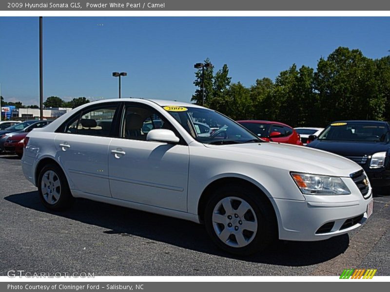 Powder White Pearl / Camel 2009 Hyundai Sonata GLS