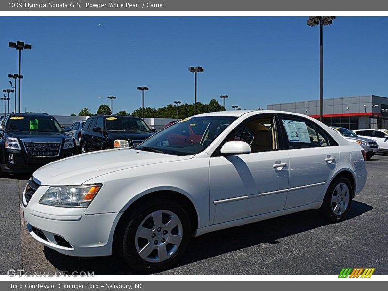 Powder White Pearl / Camel 2009 Hyundai Sonata GLS