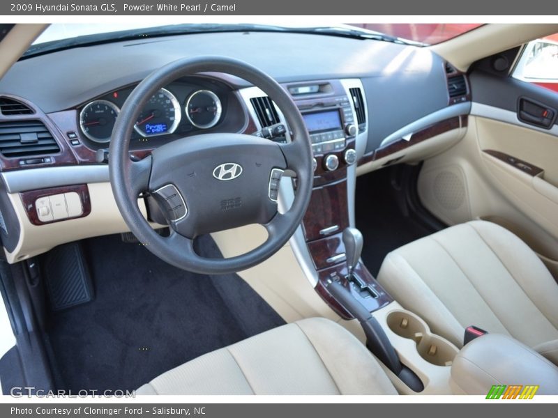 Powder White Pearl / Camel 2009 Hyundai Sonata GLS