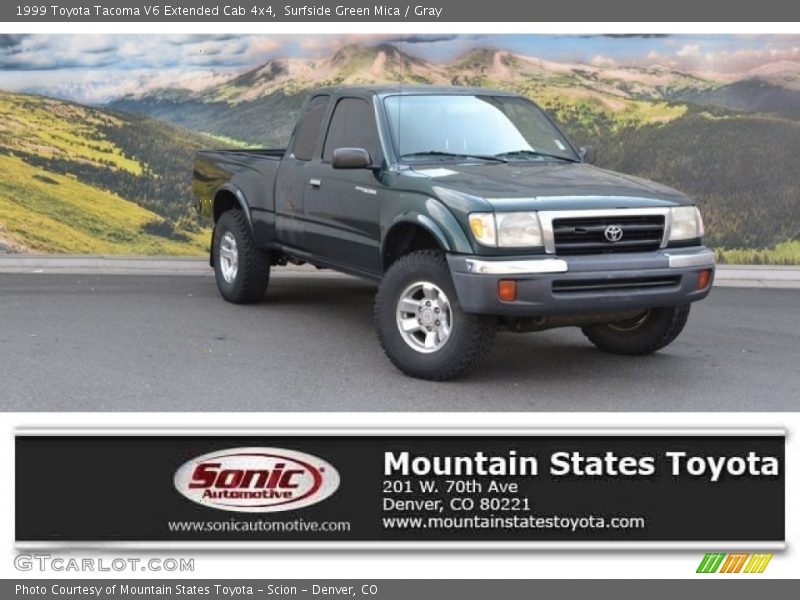 Surfside Green Mica / Gray 1999 Toyota Tacoma V6 Extended Cab 4x4