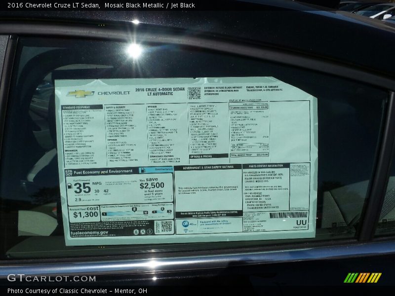 Mosaic Black Metallic / Jet Black 2016 Chevrolet Cruze LT Sedan