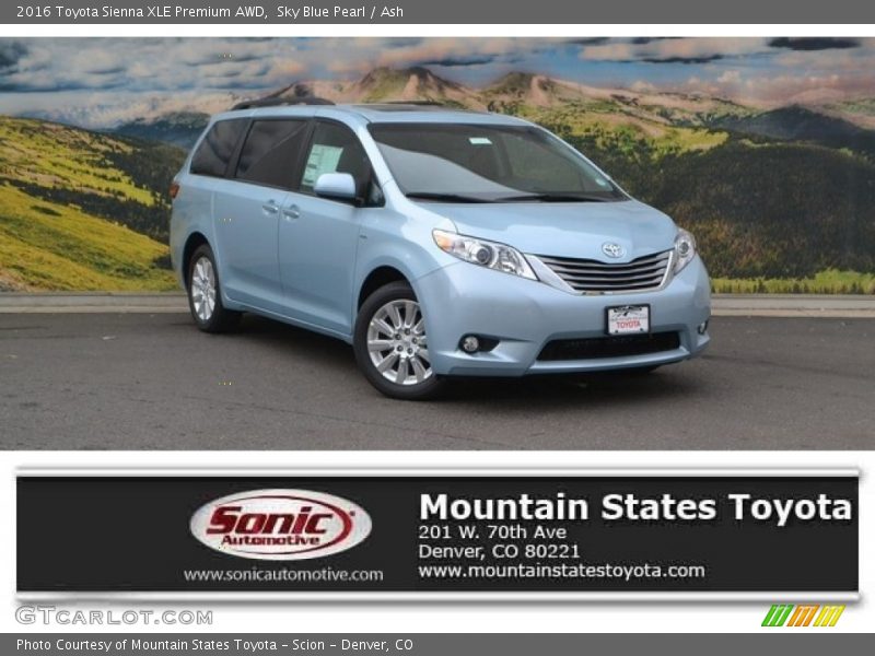 Sky Blue Pearl / Ash 2016 Toyota Sienna XLE Premium AWD