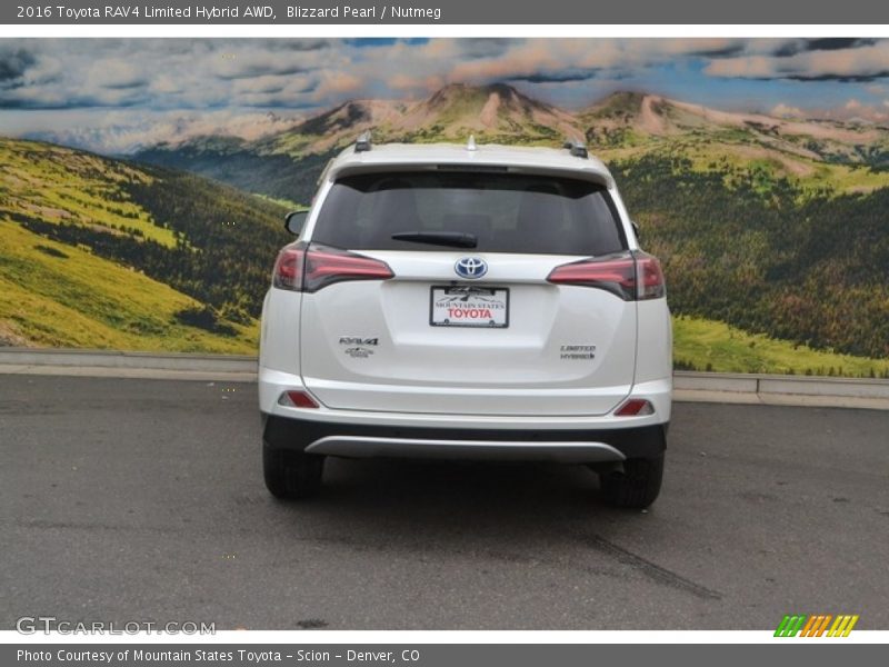 Blizzard Pearl / Nutmeg 2016 Toyota RAV4 Limited Hybrid AWD