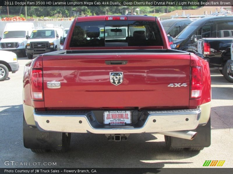 Deep Cherry Red Crystal Pearl / Light Pebble Beige/Bark Brown 2011 Dodge Ram 3500 HD Laramie Longhorn Mega Cab 4x4 Dually