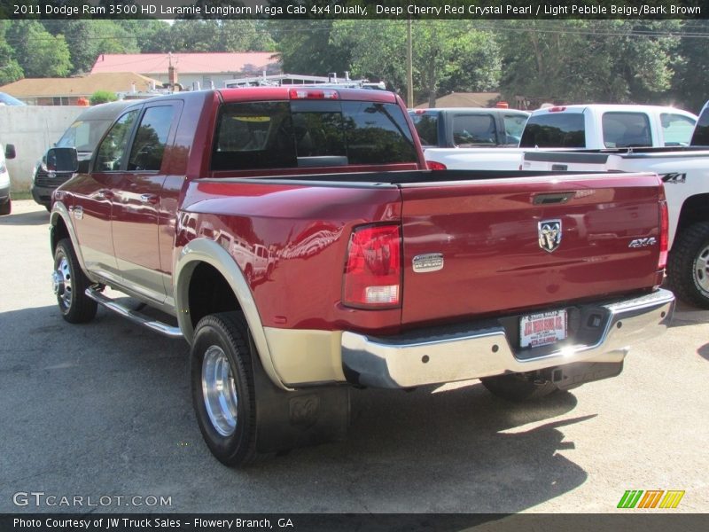 Deep Cherry Red Crystal Pearl / Light Pebble Beige/Bark Brown 2011 Dodge Ram 3500 HD Laramie Longhorn Mega Cab 4x4 Dually