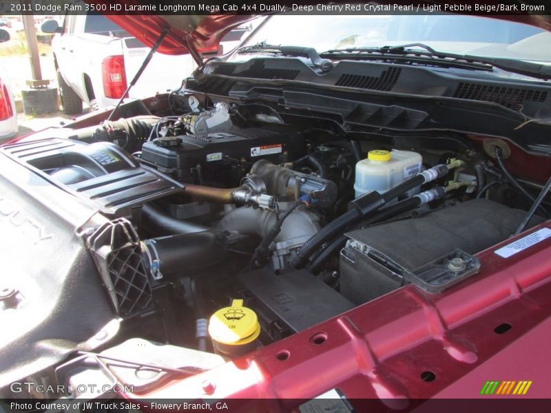 Deep Cherry Red Crystal Pearl / Light Pebble Beige/Bark Brown 2011 Dodge Ram 3500 HD Laramie Longhorn Mega Cab 4x4 Dually