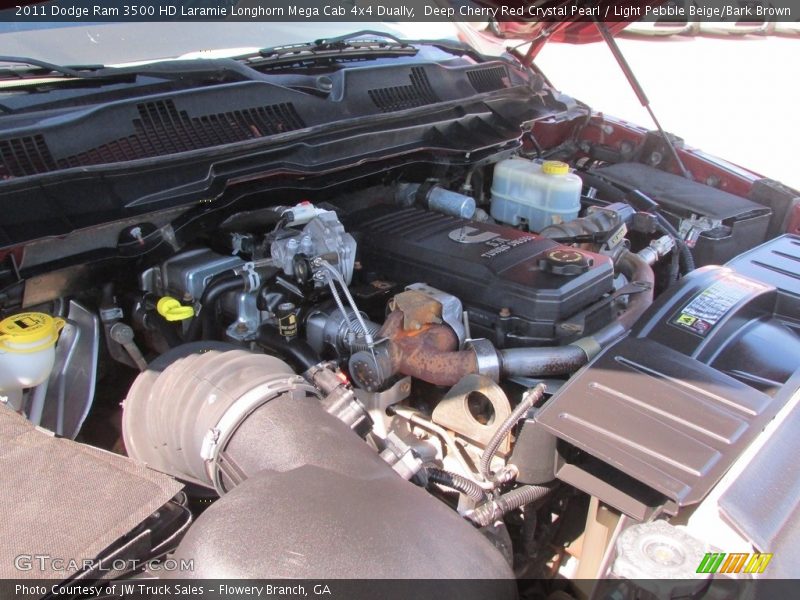Deep Cherry Red Crystal Pearl / Light Pebble Beige/Bark Brown 2011 Dodge Ram 3500 HD Laramie Longhorn Mega Cab 4x4 Dually
