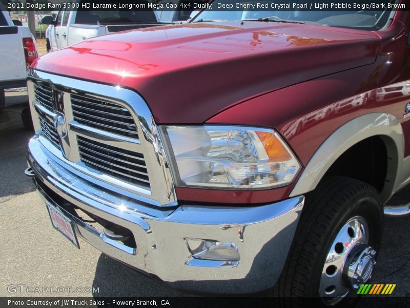 Deep Cherry Red Crystal Pearl / Light Pebble Beige/Bark Brown 2011 Dodge Ram 3500 HD Laramie Longhorn Mega Cab 4x4 Dually