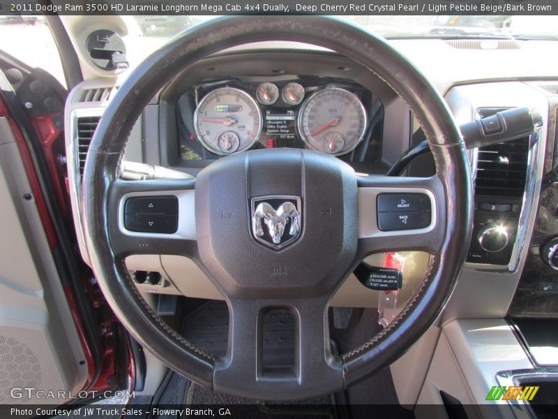 Deep Cherry Red Crystal Pearl / Light Pebble Beige/Bark Brown 2011 Dodge Ram 3500 HD Laramie Longhorn Mega Cab 4x4 Dually