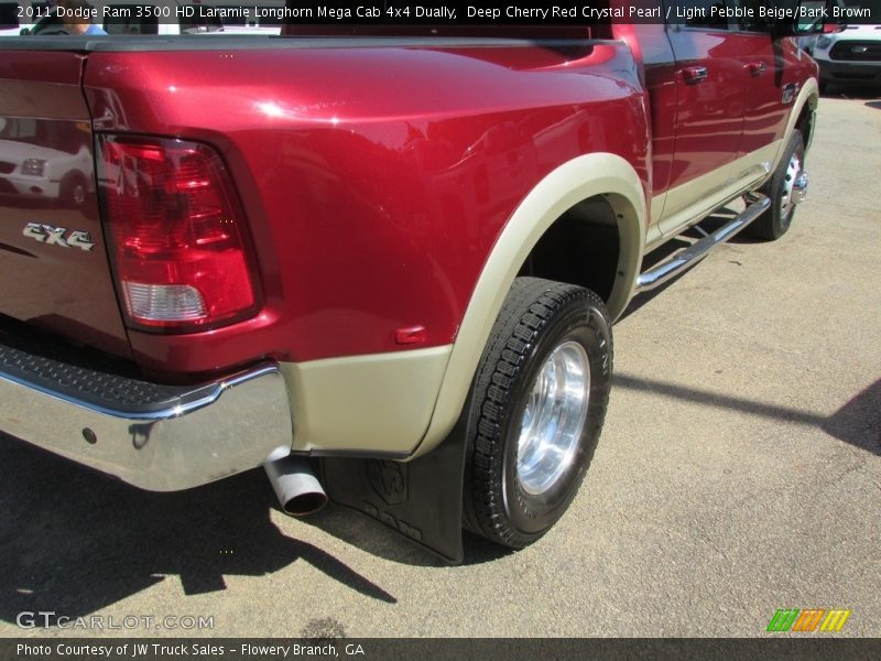 Deep Cherry Red Crystal Pearl / Light Pebble Beige/Bark Brown 2011 Dodge Ram 3500 HD Laramie Longhorn Mega Cab 4x4 Dually