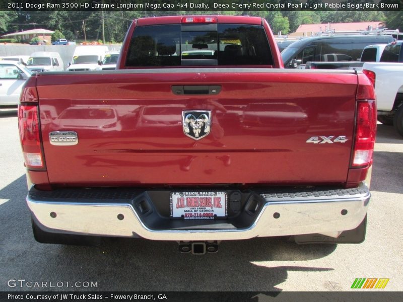 Deep Cherry Red Crystal Pearl / Light Pebble Beige/Bark Brown 2011 Dodge Ram 3500 HD Laramie Longhorn Mega Cab 4x4 Dually