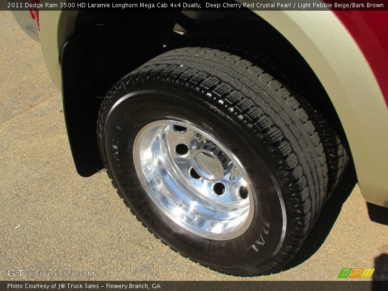 Deep Cherry Red Crystal Pearl / Light Pebble Beige/Bark Brown 2011 Dodge Ram 3500 HD Laramie Longhorn Mega Cab 4x4 Dually