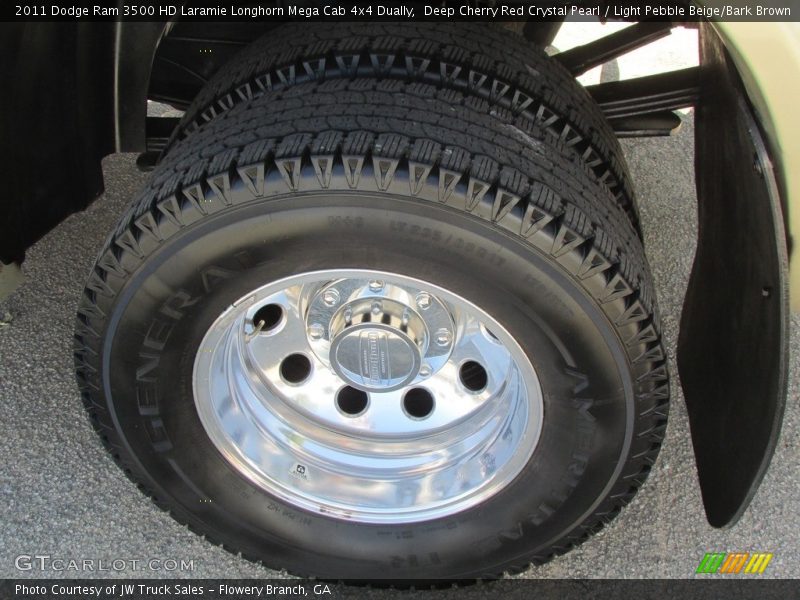 Deep Cherry Red Crystal Pearl / Light Pebble Beige/Bark Brown 2011 Dodge Ram 3500 HD Laramie Longhorn Mega Cab 4x4 Dually