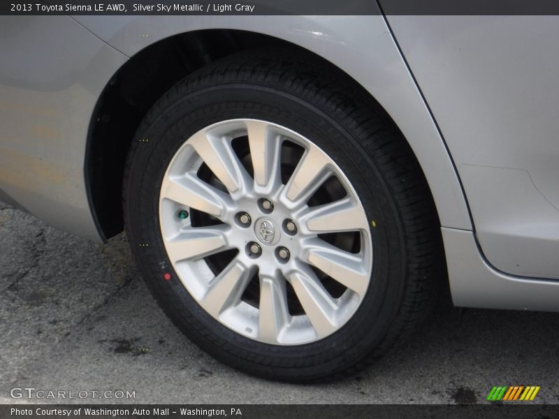 Silver Sky Metallic / Light Gray 2013 Toyota Sienna LE AWD