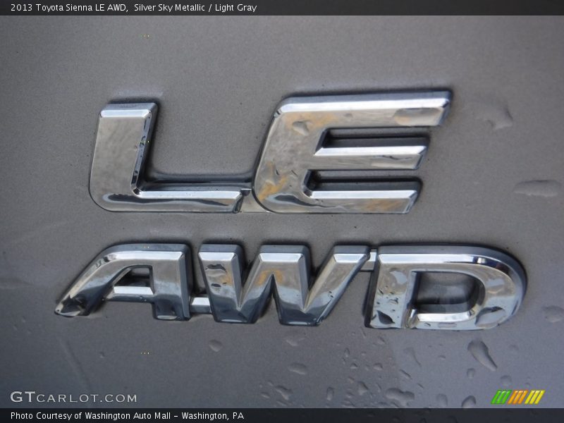 Silver Sky Metallic / Light Gray 2013 Toyota Sienna LE AWD