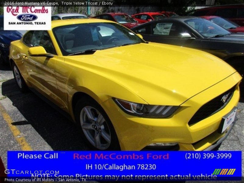 Triple Yellow Tricoat / Ebony 2016 Ford Mustang V6 Coupe